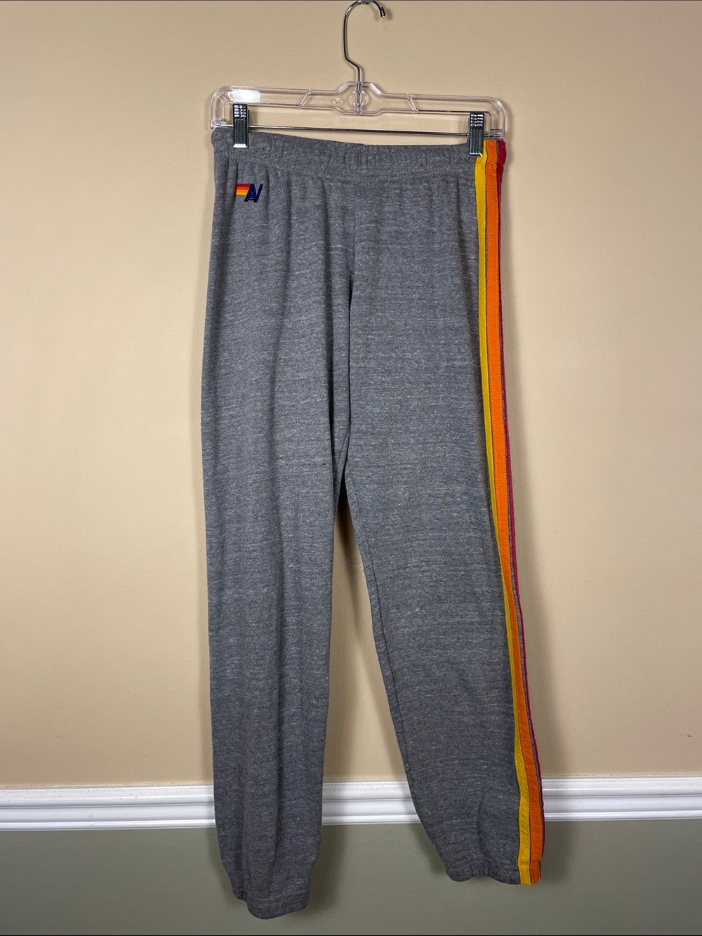 Aviator Nation Women’s Gray Striped Comfy Fleece Lined Jogger Sweatpants